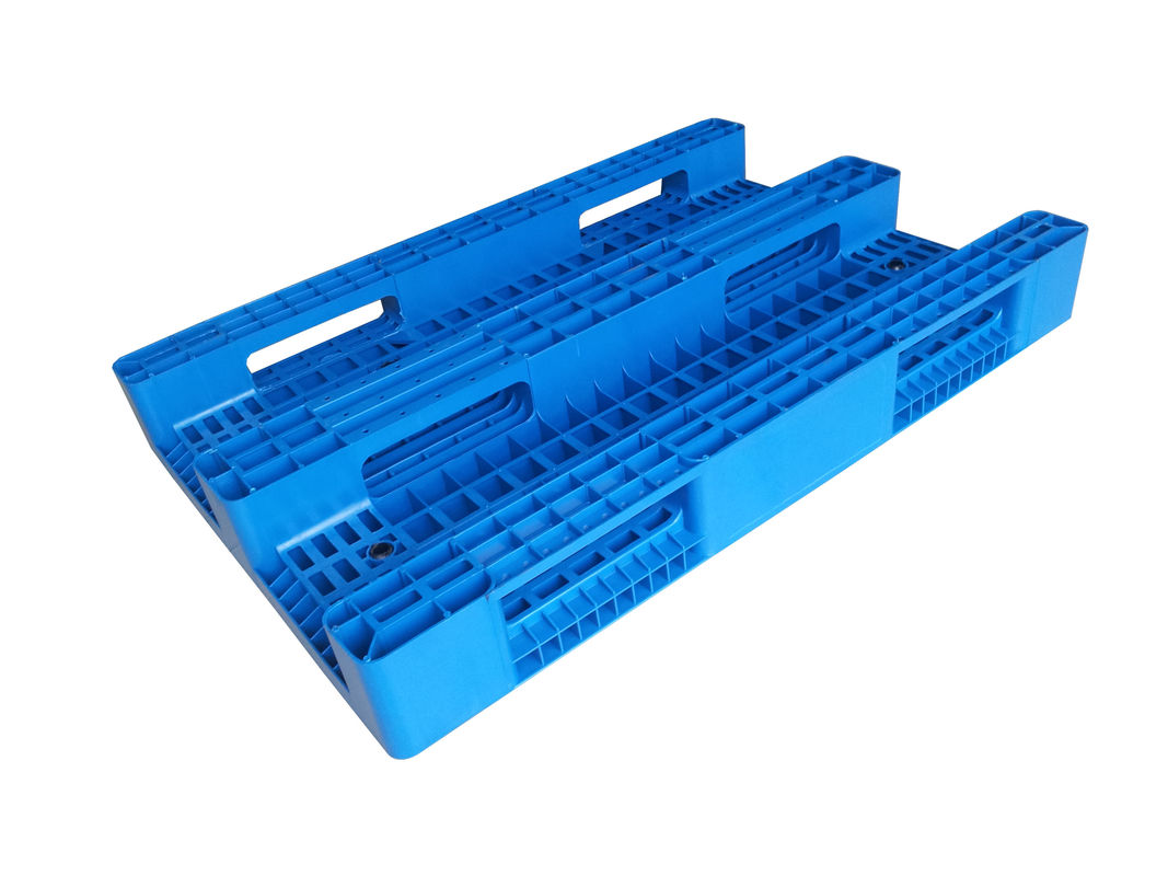 HDPE Reusable Solid Heavy Duty Plastic Pallets 3 - Skids In Blue Color